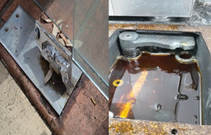 bản lề ra dầu là lỗi nghiêm trọng ảnh hưởng đến cửa thủy lực